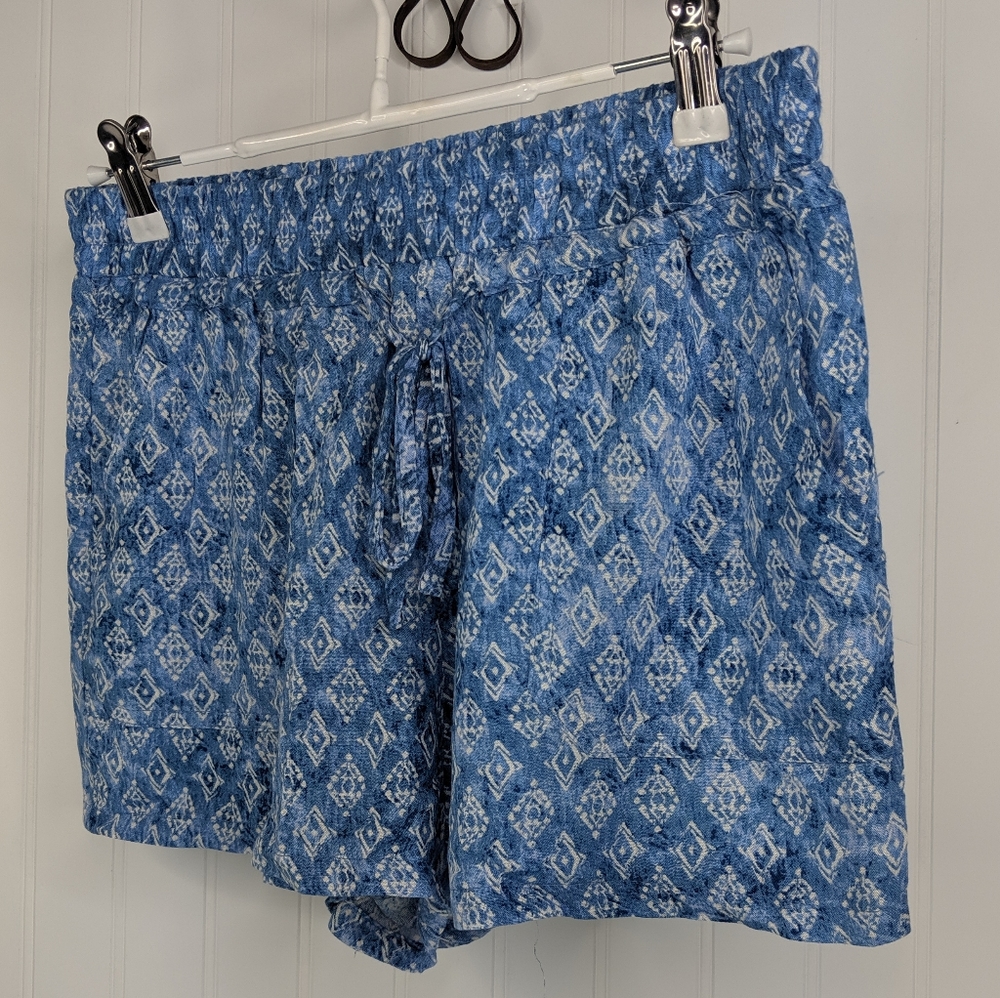 Joe B Printed Chambray Pull On Drawstring Shorts M - image 3